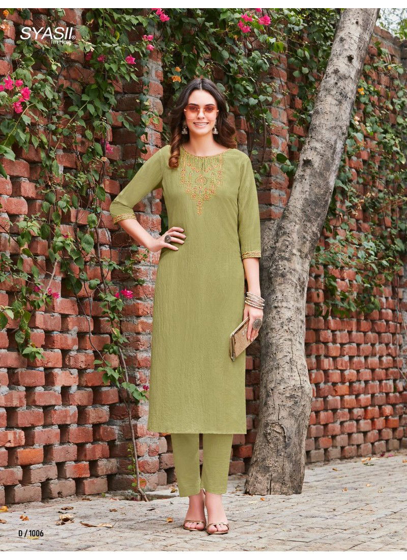 Syasii Rayasa Latest Fancy Regular Casual Wear Designer  Cotton Kurti With Bottom Collection